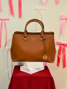 Michael Kors Leather Large Acorn Savannah Saffiano Satchel